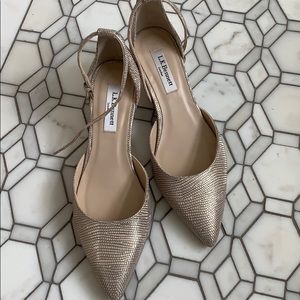 LK Bennet size 38.5 silver kitten wedges